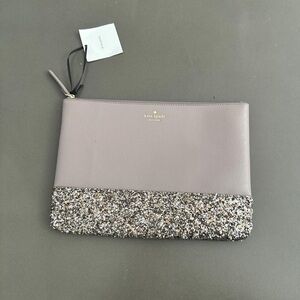 Kate spade gia Greta court grey glitter leather cosmetic bag 💖